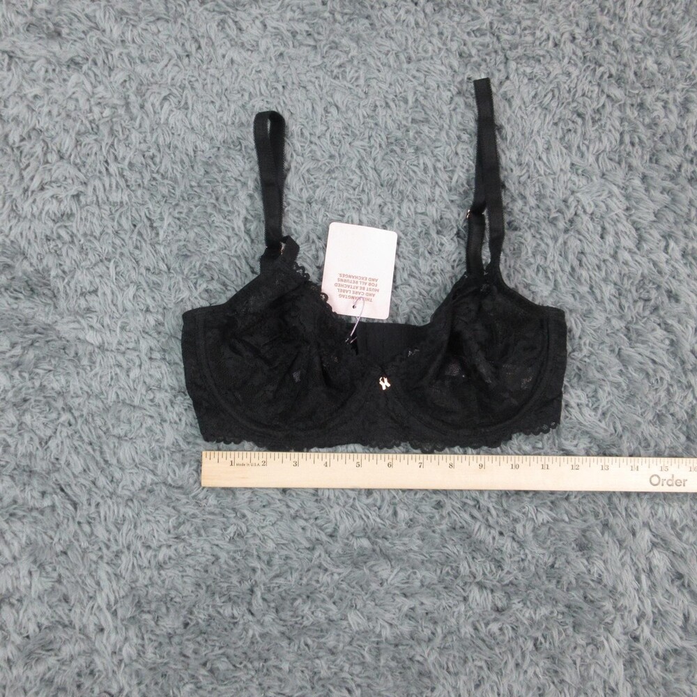 Savage X Fenty Bra Womens 32DD Black Lace Underwire Unlined Lingerie Sheer NWT